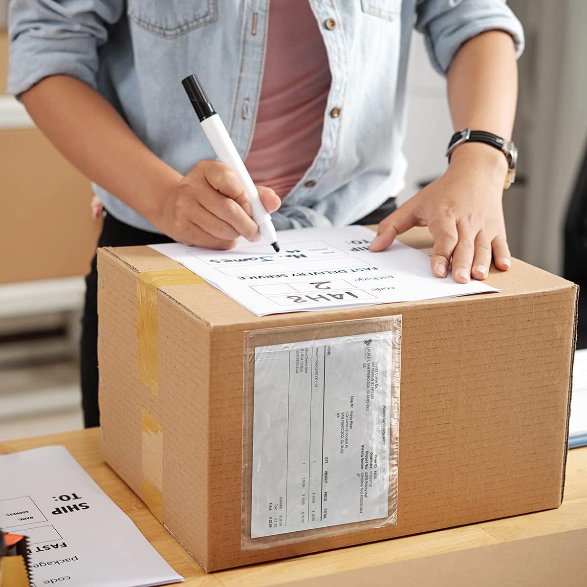 APQ Clear Top Loading Packing List Envelopes, 7 x 10 Inches. 1000 Pack Packing Slip Envelope Pouches. Self-Seal Plastic Shipping Label Pouches. Durable Packing List Mailing Envelopes for Documents