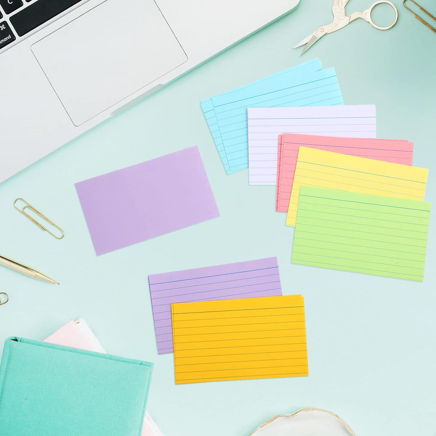Fainne 2100 Pcs Colored Index Cards Bulk Neon Ruled Note Cards with Lines for Studying Rainbow Pad Index Notecards for Studying School Supply College Office(3 x 5 Inch,Light Color)