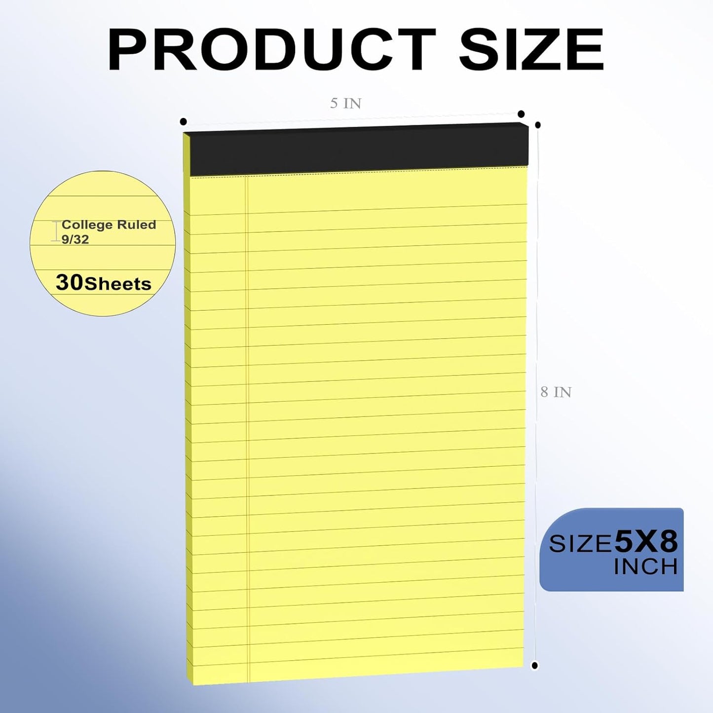 10pcs Small Note Pads, Color Notepads 5x8 College Ruled Notebook, Writing Pads 5 x 8, Legal Pads, Memo Pad Paper Perforate Narrow Ruled Notebooks for Work, School, Office,30 Sheets/Pack