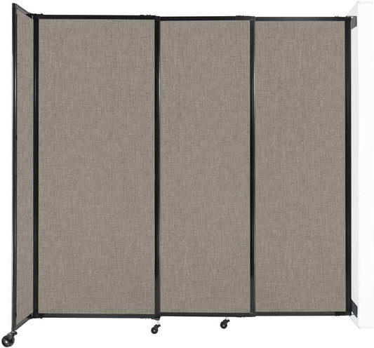 Wall-Mounted Sliding StraightWall Room Divider | Adjustable Widths | Locking Wheels | Room Separator | Up to 7'2" Wide x 6'10" Tall Warm Pebble Fabric Panels