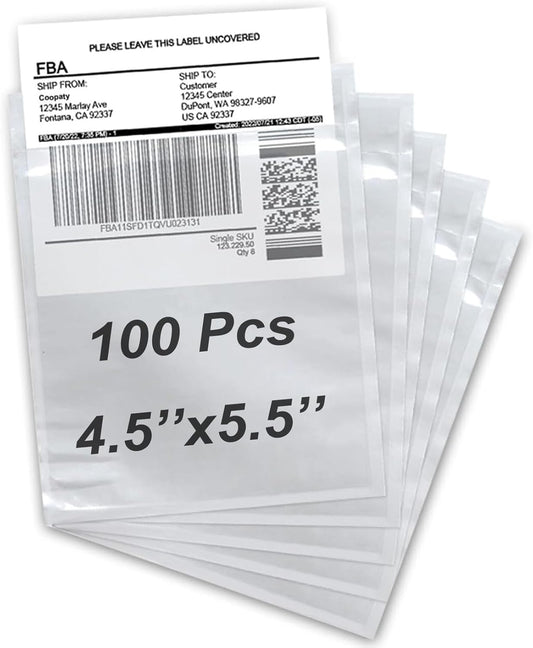 Coopaty 4.5" x 5.5" Packing List Envelope, Shipping Label Pouch, Clear Adhesive Packing List Pouches for Invoice/Documents/Labels (100 Pack)