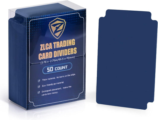 ZLCA 50-Piece Trading Card Dividers with Tabs, Plastic Separator for Storage Box Folder Record Baseball Games Sports Cards, 2.75 x 3.76 Inch (Blue)