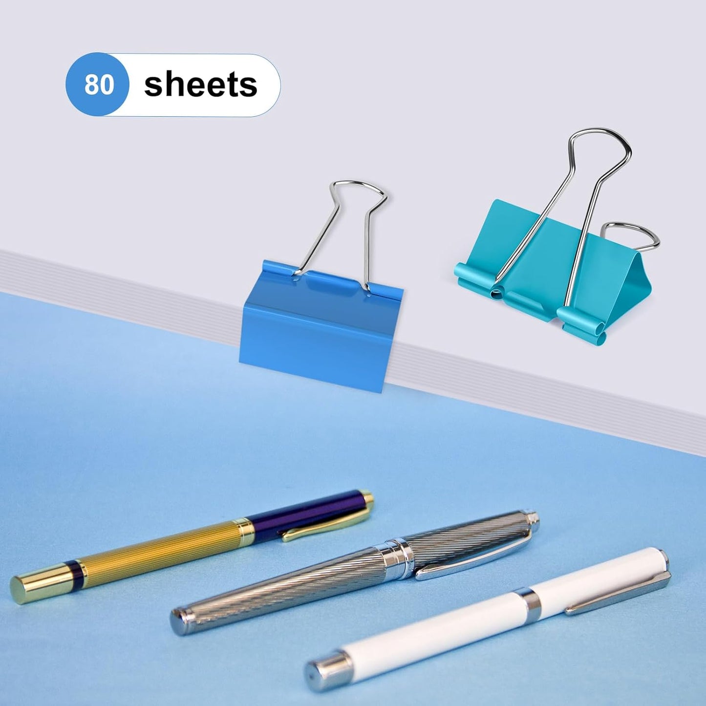 Ufmarine Medium Binder Clips 1.25 inch Length, (40 Pcs) Colorful Paper Clips Medium for Office