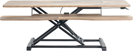 VIVO 42 inch Desk Converter, K Series, Height Adjustable Sit to Stand Riser, Dual Monitor and Laptop Workstation with Wide Keyboard Tray, Reclaimed Wood Top, Black Frame, DESK-V042KP