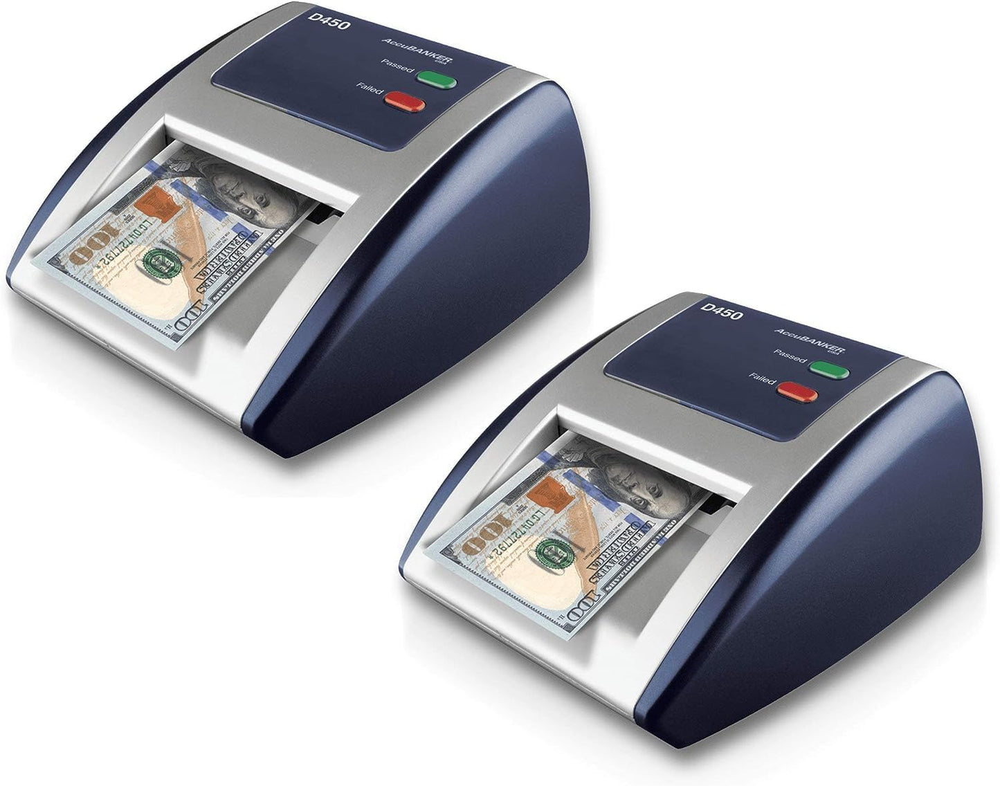 AccuBANKER D450 5-Point Counterfeit Bill Checker & Money Detector Machine w/Infrared Magnetic Watermark & Micro Printing Detection, Retail Grade - UL Listed (Pack of 2)