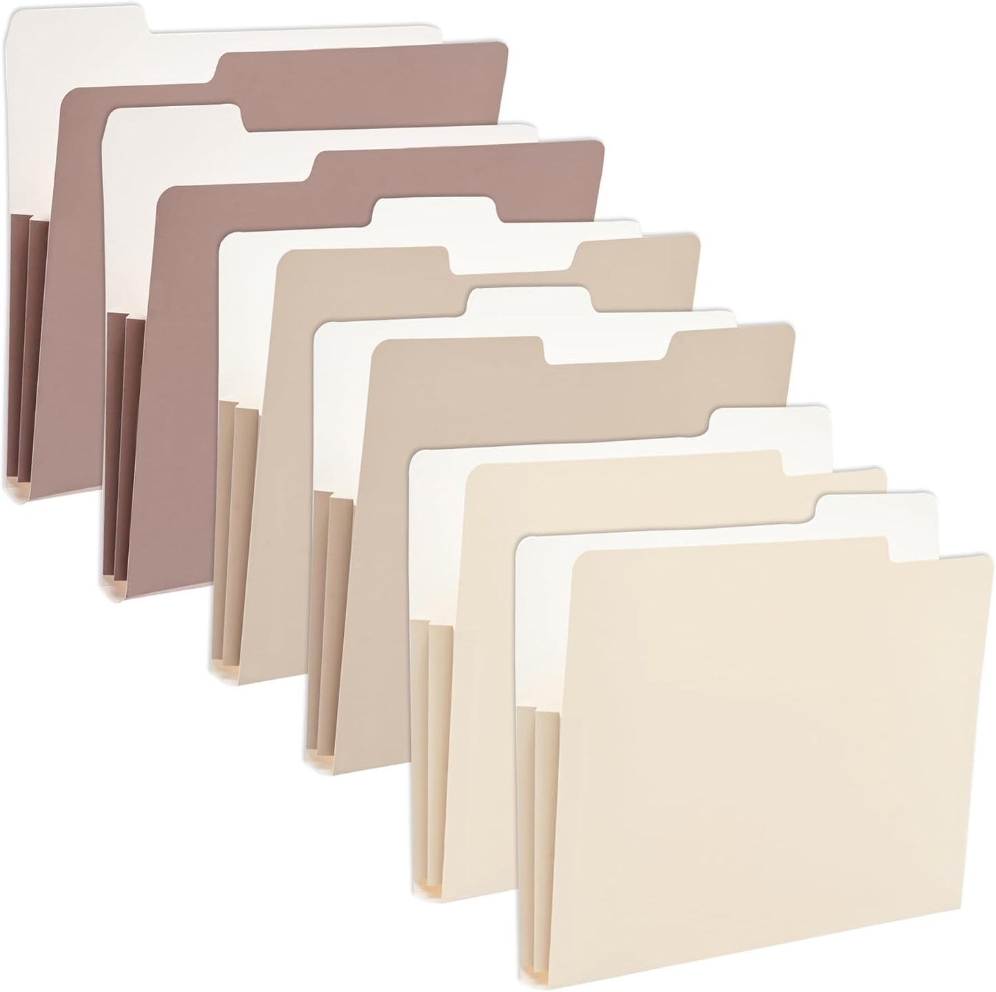 Y YOMA 6 Pack Extra Capacity File Folders Letter Size Accordion Decorative File Folder Cute Pretty Colored Filing Folder File Organizers for Office School Home Desktop with 1/3-Cut Tab, Mocha Color