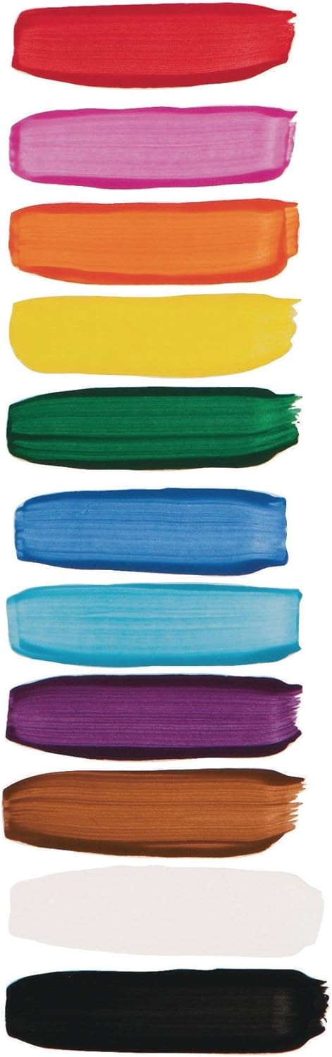 S&S Worldwide Color Splash! Liquid Tempera Bulk Paint, Set of 12 in 11 Bright Colors, 16-oz Easy-Pour Squeeze Bottles, For Arts & Crafts, School, Classroom, Poster Paint, For Kids & Adults, Non-Toxic