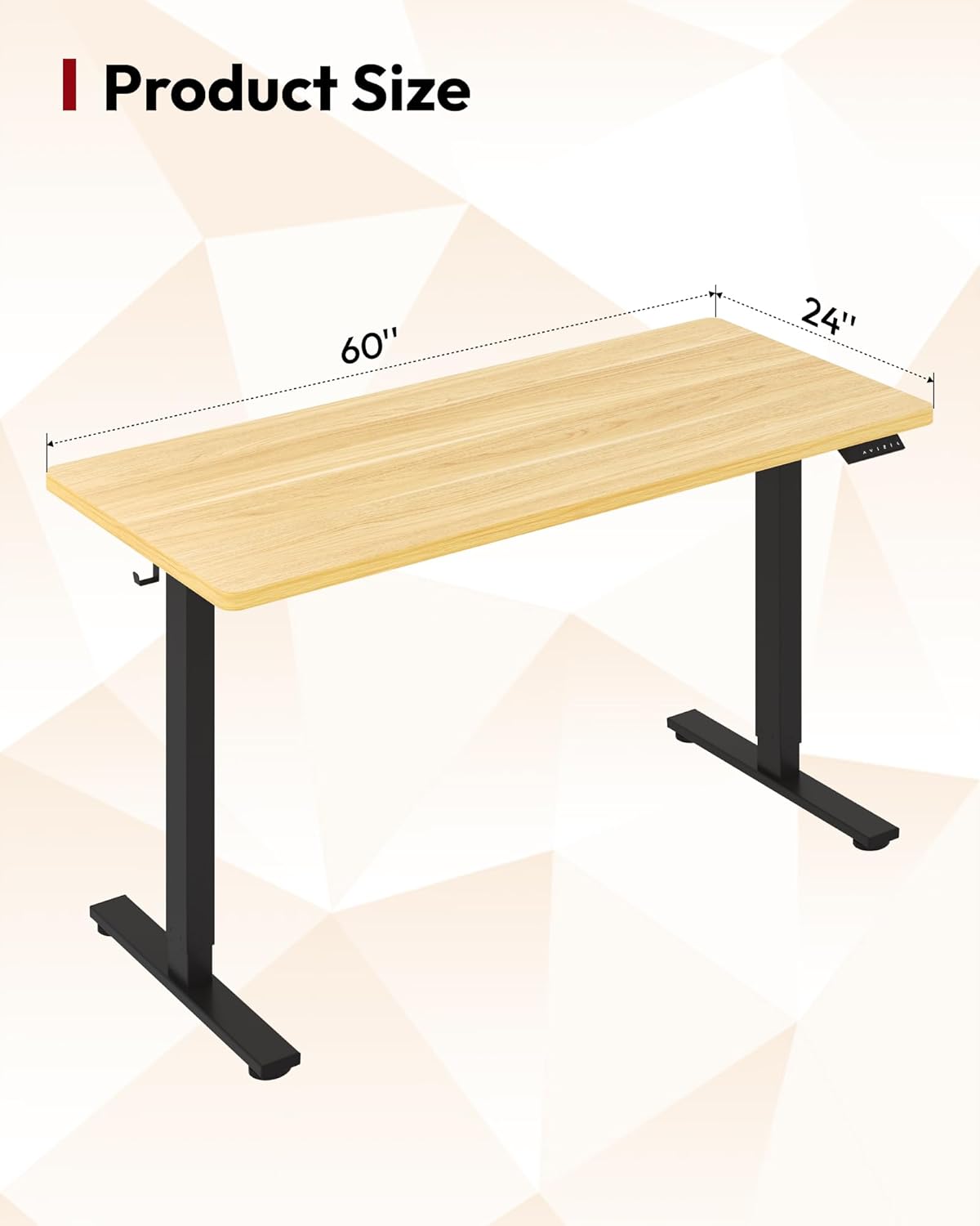 SANODESK Electric Standing Desk 60 x 24 Inches Whole-Piece Desktop Height Adjustable Stand Up Desk w/6-Button Controller Ergonomic Computer Desk for Home Office, Black Frame + Natural Tabletop