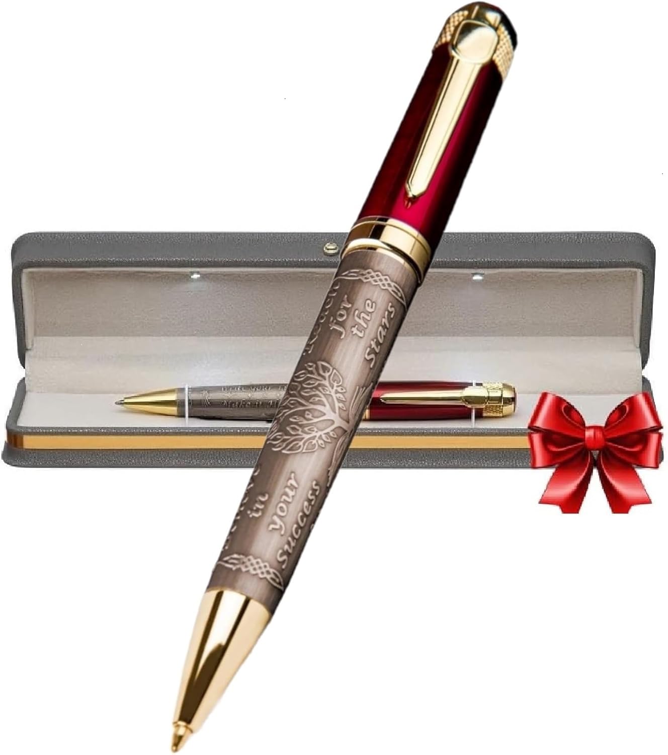 S&R Somit Fancy Pen For Men and Women With Gift Box - Valuable Luxury Pen for Business and Office, Executive Gift for Family & Friends - Special Engraving & Led Decorative Box (RED GOLD)