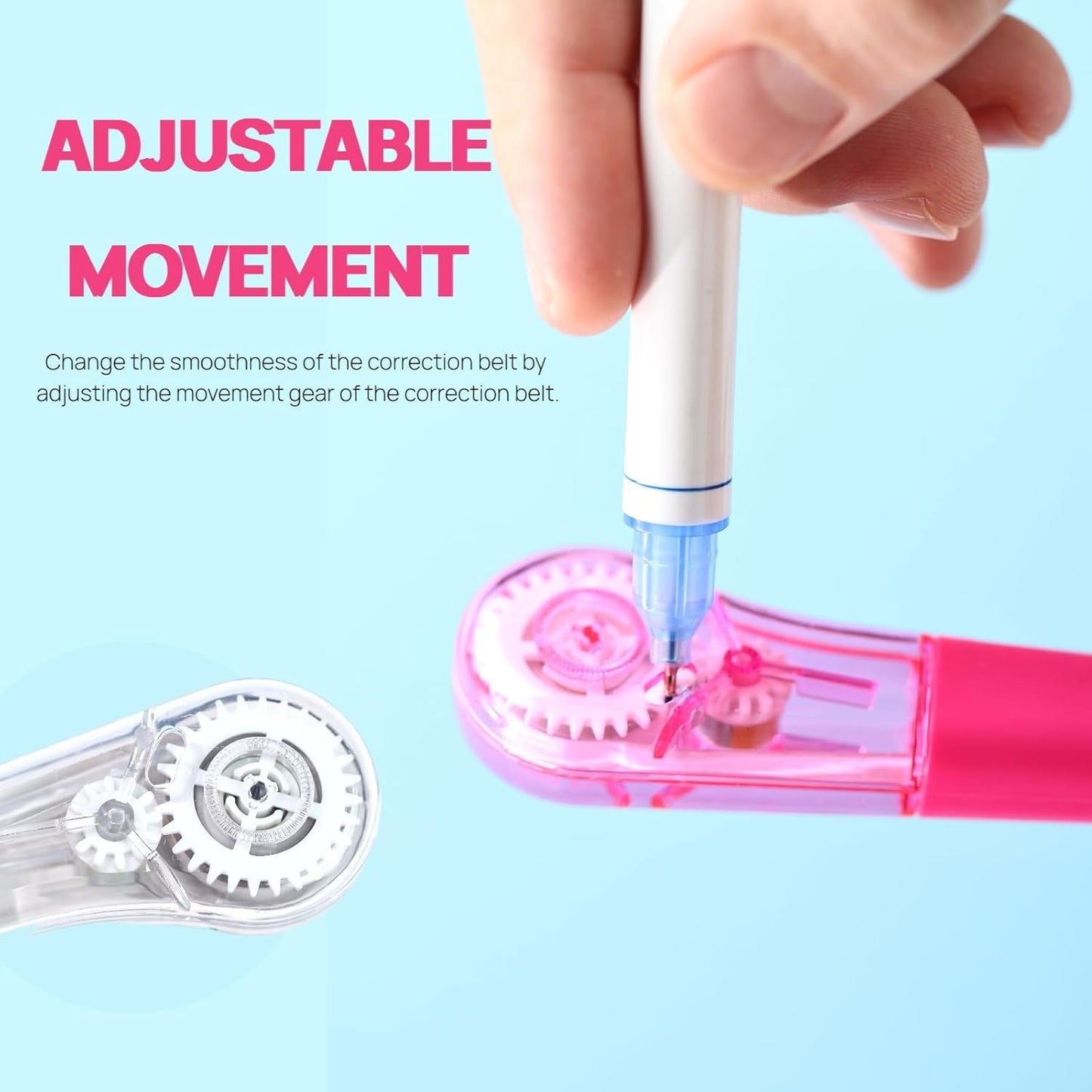 Correction Tape Pen, 10-Count Pack, 19.69ft Each, Dry Instantly, Stretch Resistant, not Easy to Break, as Smooth as Writing, Perfect for School, Office Supplies, Black White Red Yellow Blue