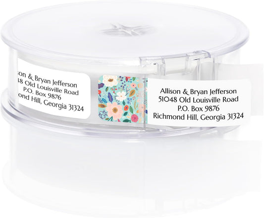 Multi-Floral Print Rolled Address Labels / 250 Personalized Return Address Labels/Designer Address Stickers in Elegant Plastic Dispenser