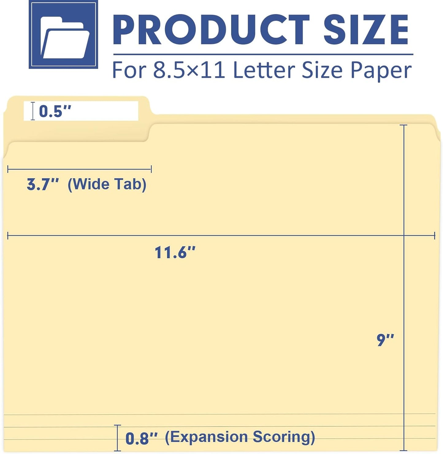 File Folder, PANDRI 170 Pack File Folder, 1/3 Cut Tab, Letter Size, Filing Folder for Office School Business, Manila