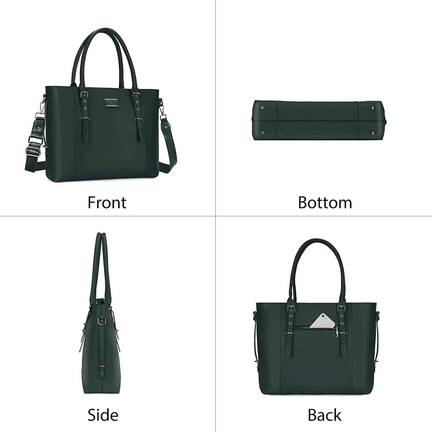 MOSISO PU Leather Laptop Tote Bag for Women, Waterproof Large Capacity Business Work Briefcase Shoulder Laptop Bag