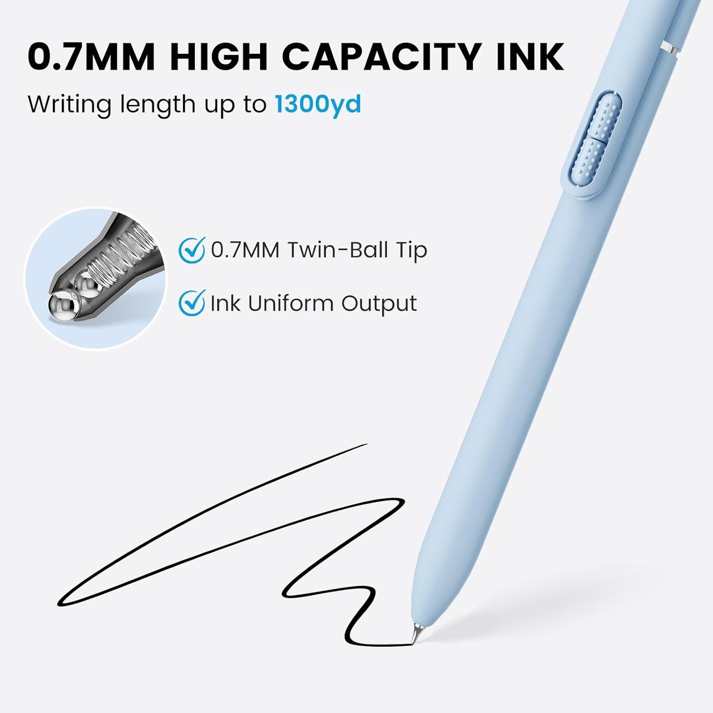 JIMMIDDA- 12 Pack Gel Pens, 0.7mm Black Ink Fine Point Smooth Writing with Aesthetic Highlighters, Quick-dry Long-lasting Pens Set for Journaling School Office Supplies(6 Pens + 6 Highlighters)