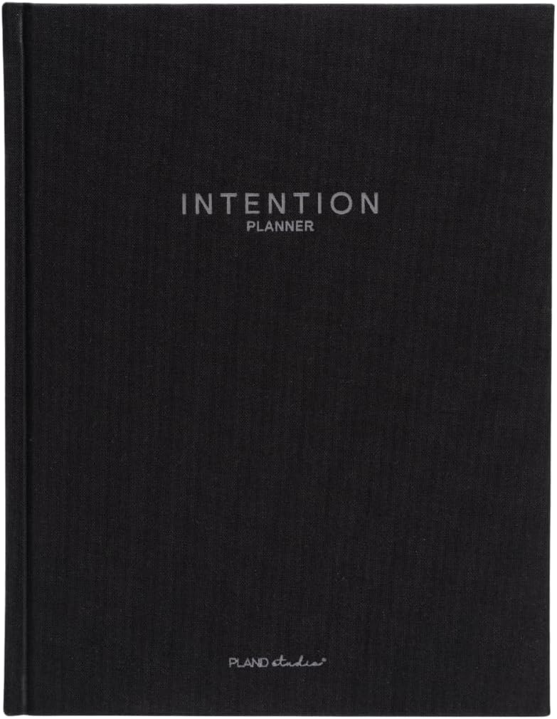 Pland Studio 90-Day Planner – Undated Daily Goal Journal for Men & Women | Charcoal Onyx Hardcover with Habit Tracker, Vision Board, Gratitude Prompts & Flat Lay Binding | Productivity & Mindfulness Notebook