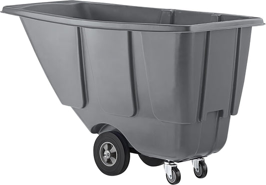 Commercial Rolling Waste Bin 0.5 Cubic Yard 450 lb., Grey Tilt Truck, Construction Trash Recycling Trolley, Industrial Dump Cart Transportation, Garbage Wagon