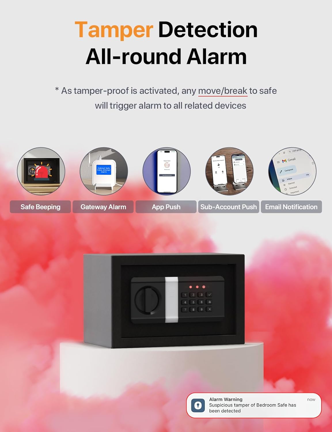 FORFEND Smart Home Safe | WiFi Safe Box App Lock/Alarm | Voice Command, Kidnap Alarm, Tamper Detect, Frozen Mode, Sub Account| Digital Safe Anti Theft