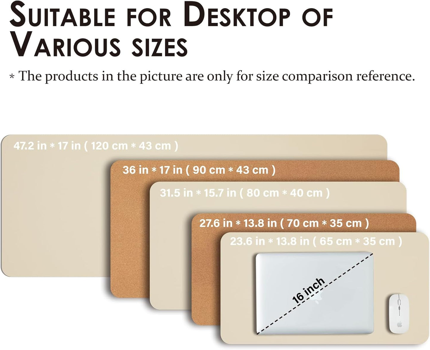 Large Cork Desk Mat - 47.2"x 17" Desk Pad for Office and Home - Ideal for Large Mouse Pad and Desk Mats on Top of Desks(Beige)