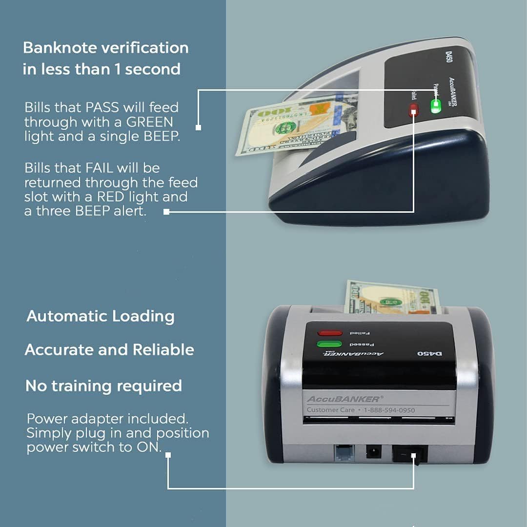 AccuBANKER D450 5-Point Counterfeit Bill Detector Machine, Retail Grade - UL Listed (Pack of 3)