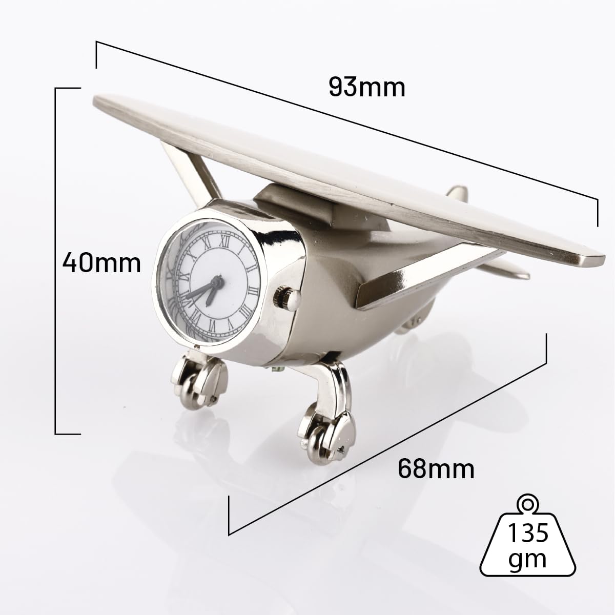 Aeroplane Miniature Table Clock with Rotating Wheels, Stylish Analog Desk Clock & Paper Weight, Manual Adjustment, Easy Battery Replacement, Students, Vintage Decor for Home & Office
