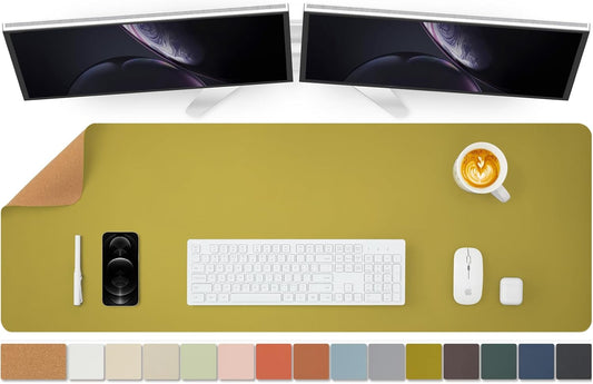 Large Cork Desk Mat - 47.2"x 17" Desk Pad for Office and Home - Ideal for Large Mouse Pad and Desk Mats on Top of Desks(Olive Green)