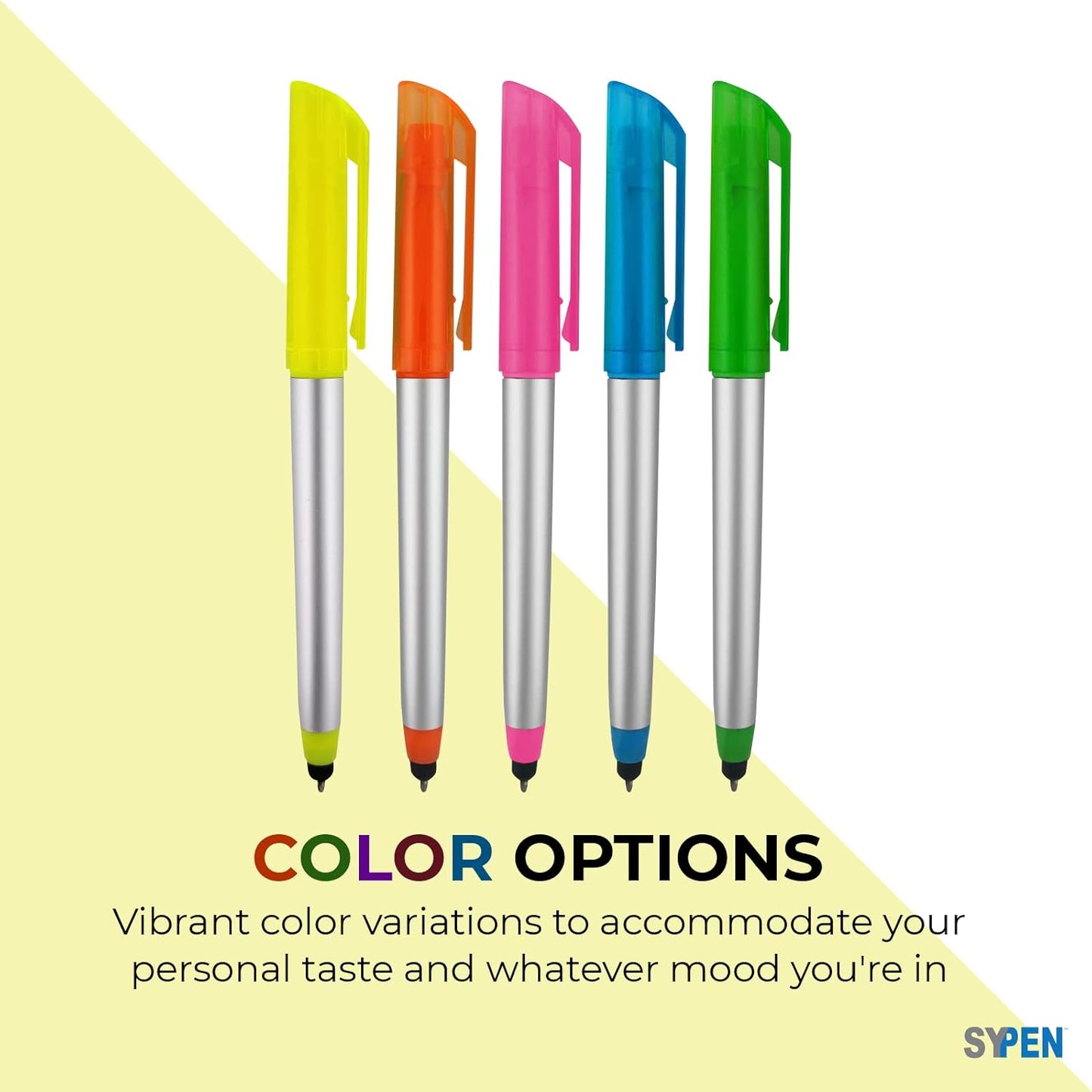 Personalized Pens with Highlighter and Stylus -250 Pack Bulk-Free Imprint - 3 In Highlighter, Ballpoint Pen, and Stylus Combo- add Custom Business Name, Logo or Gift Message- Green