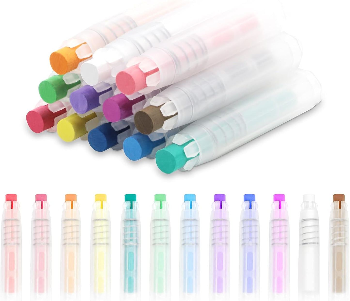 Washable Non-toxic Dustless Powerful Writing Chalk for Kids, Colored Sidewalk Chalk With Holder,Easy to wipe without leaving any marks,Tool for Blackboard, Kids Children Drawing Writing,12PCS