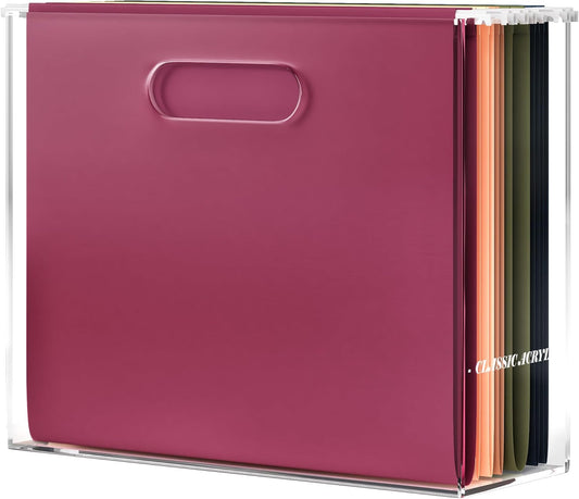 File Organizer for Desk - This Acrylic Storage Box is great for Office Organization - Its Modern Acrylic Magazine Holder makes a Great Gift for Home/Work Space