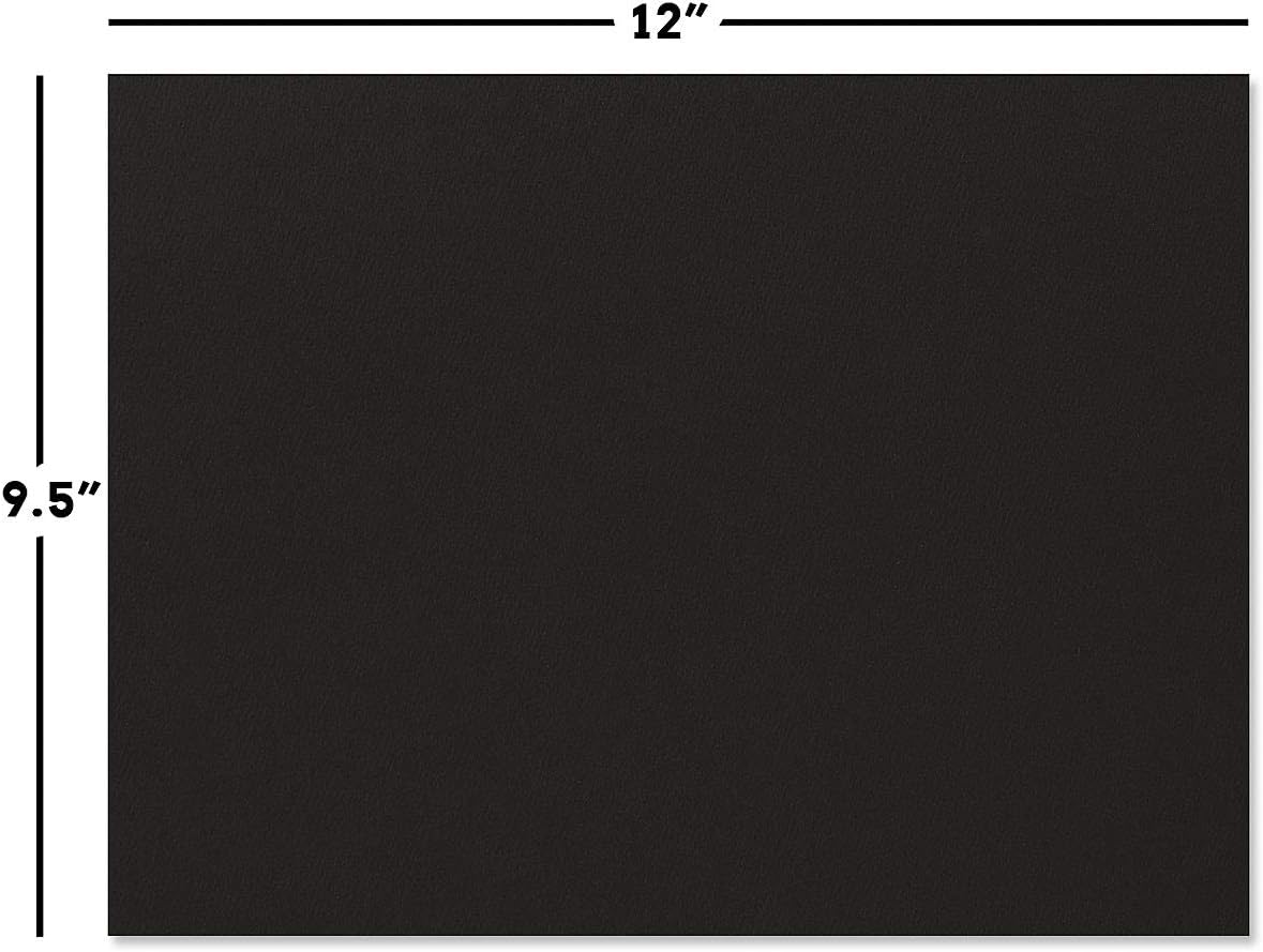 Plain Black Certificate Folders - Pack of 25, Linen Cover 80 lb. Stock, Folded, Die-Cut Corners, for Office, Business Awards, Graduation, School Diploma Holder, 9-1/2" x 12"