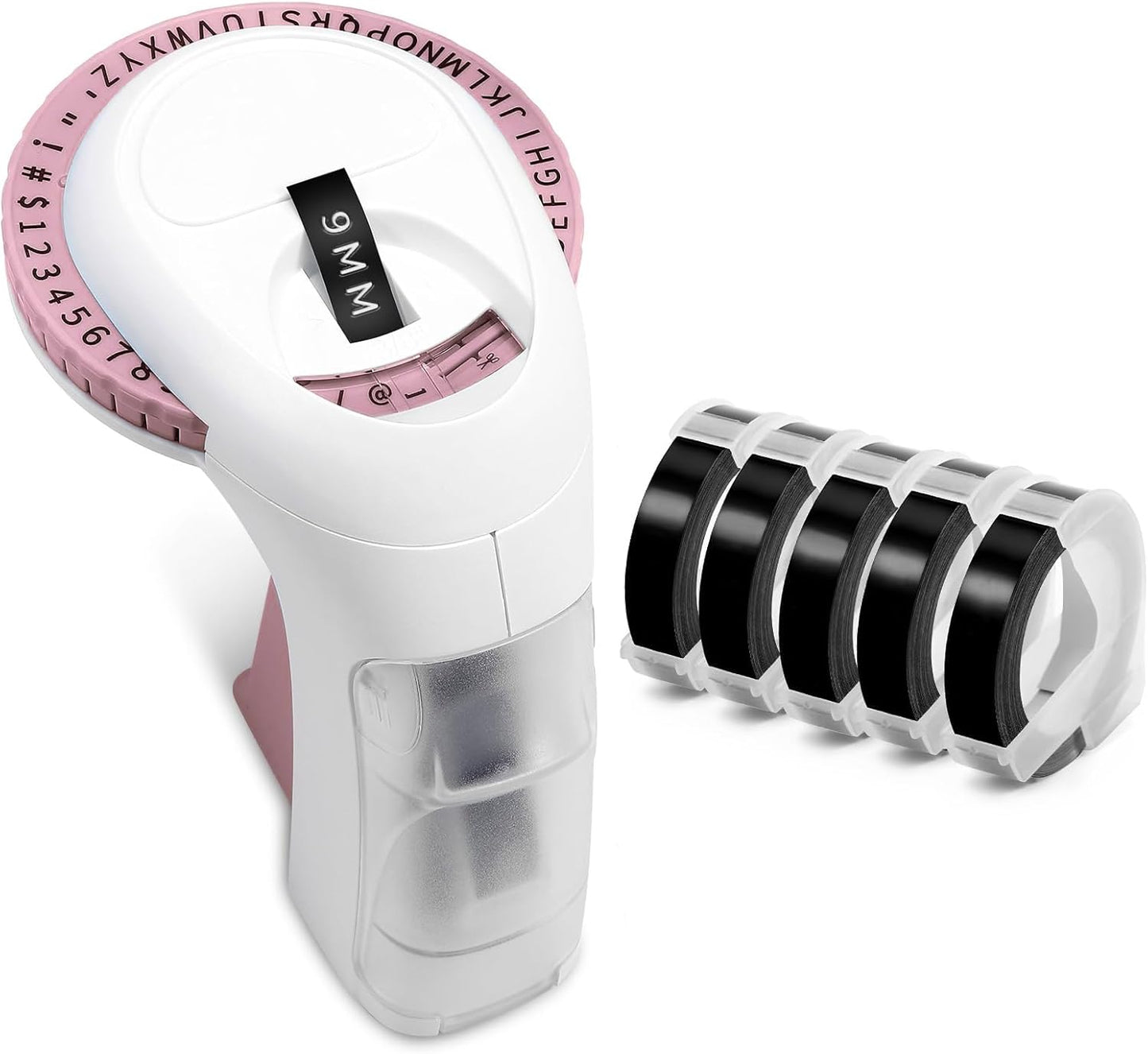 Embossing Label Maker Machine, Pink Omega S Embossed Label Maker, 3D Embossing Labeler Portable Handheld Old School Label Printer for Home Office DIY