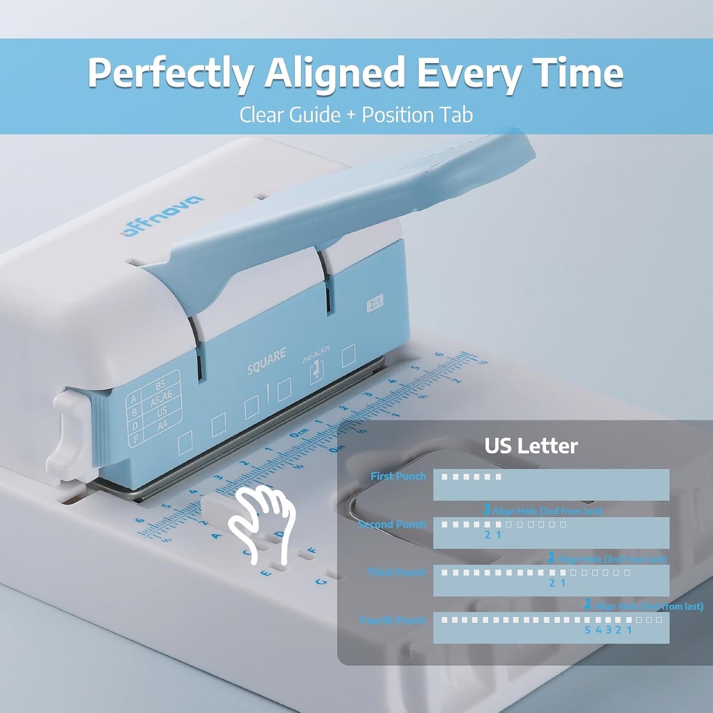 OFFNOVA 2-in-1 Mini Binding Machine, Square & Disc Hole Book Binder, Compact DIY Punch and Bind Kit for A4/A5/US Letter, Includes Coils and Discs for Journals, Planners, Notebooks, Calendars