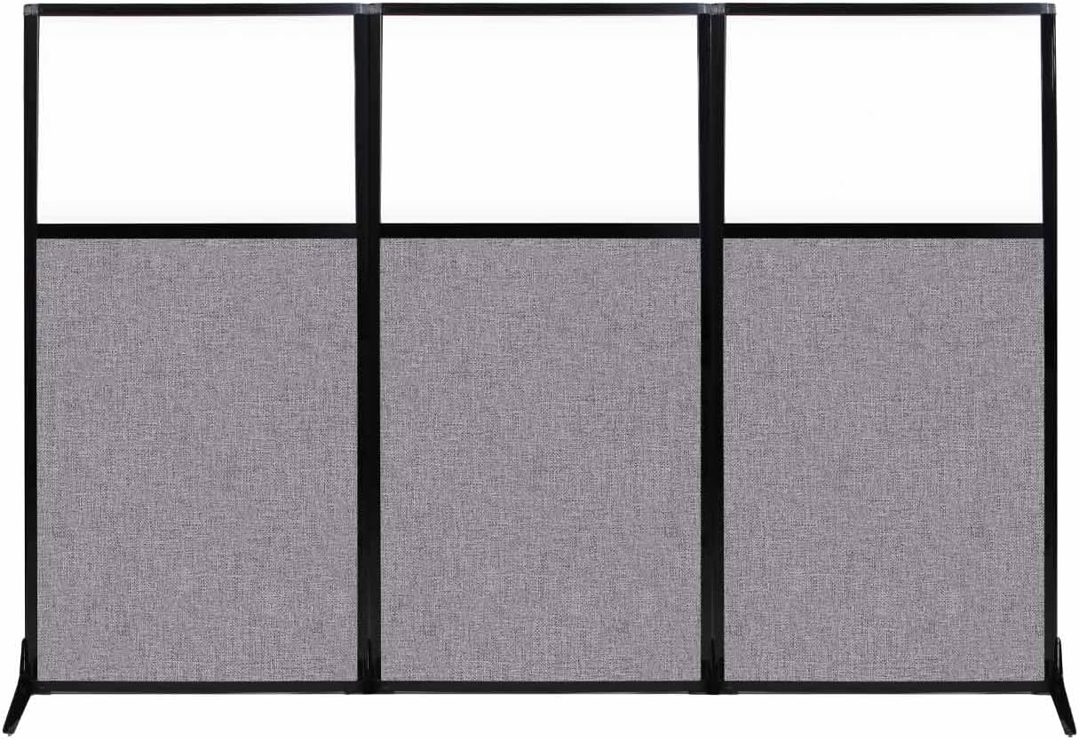 Versare Workstation Partition | Portable Wall Divider | Modern Office Cubicle | Free Standing Privacy Screen | Flexible Work Space | 99" x 70" W/Window, Cloud Gray Fabric Panels