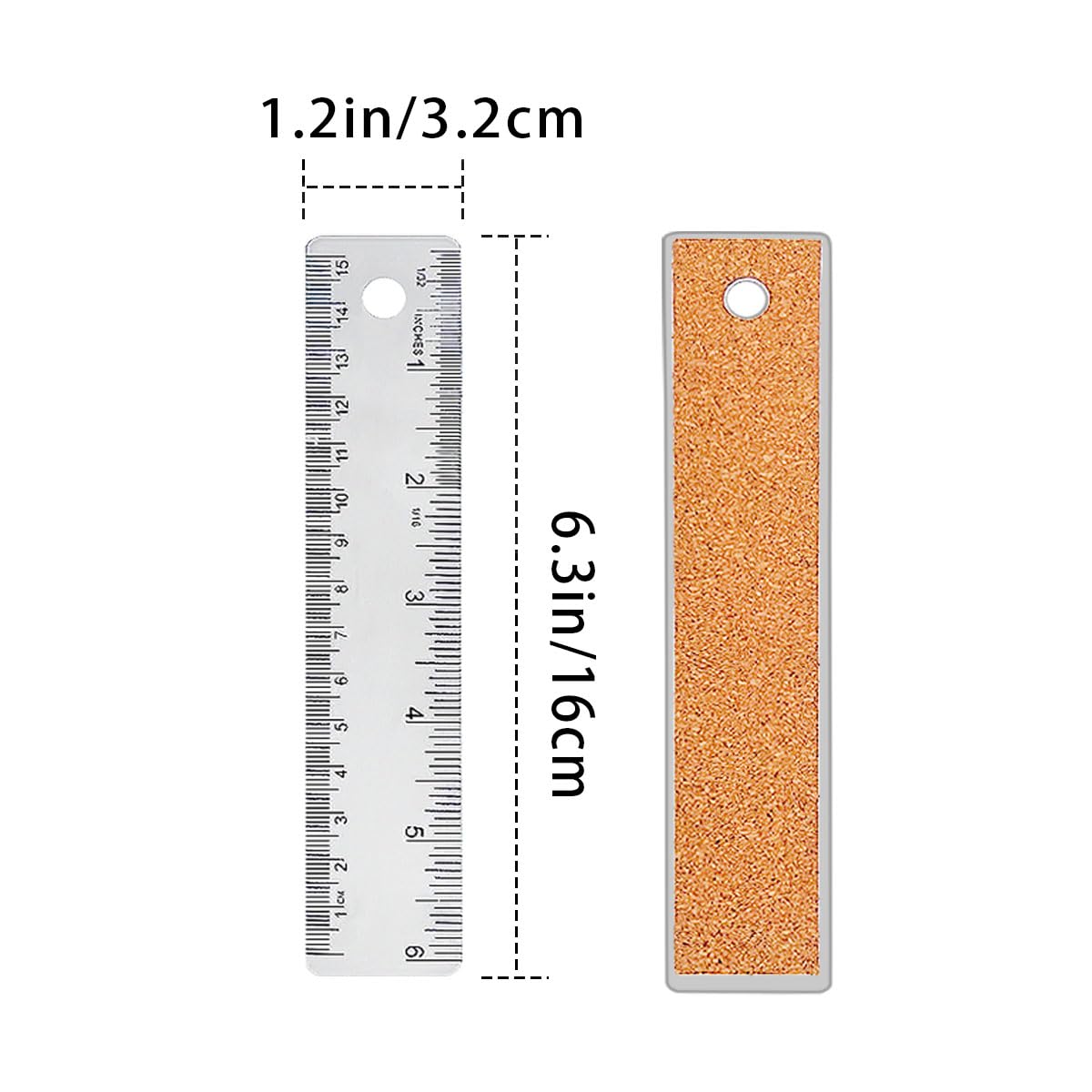 3 Pcs 6 Inch Metal Ruler Stainless Steel Metal Ruler with Cork Backing, Non-Slip Rulers with Inch and Centimeters, Straight Edge Cork Base Rulers for Student School Office Drafting Tools