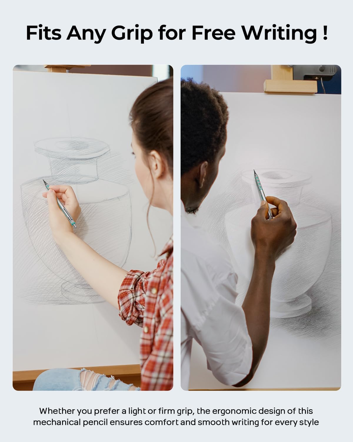 Nicpro 2mm Mechanical Pencils in Case, 3 Pack Blocky Gear Metal Drafting Lead Holder with 13 Tubes 2mm Lead Refills (HB 2B 2H 4B 4H 6B & Colors), Erasers for Carpenter Writing Drawing Woodworking