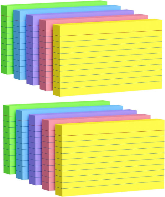 Index Cards 3x5 Inch, 500sheets, Flash Cards,Ruled Lined Colored Note Cards Paper For Studying, Schools Supplies, College, Office And Home Organization, Note Taking Supplies