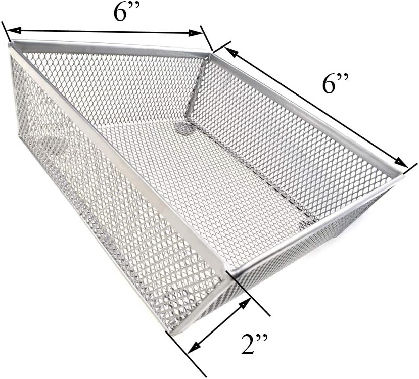 HAHIYO Stackable Mesh Tray Cup 6 x 6 x 2 inches Sturdy Container for Desk Drawer Organizer Collection for Home Office School kitchen Soft Foam Feet No Sharp Edges 2 Pack Silver