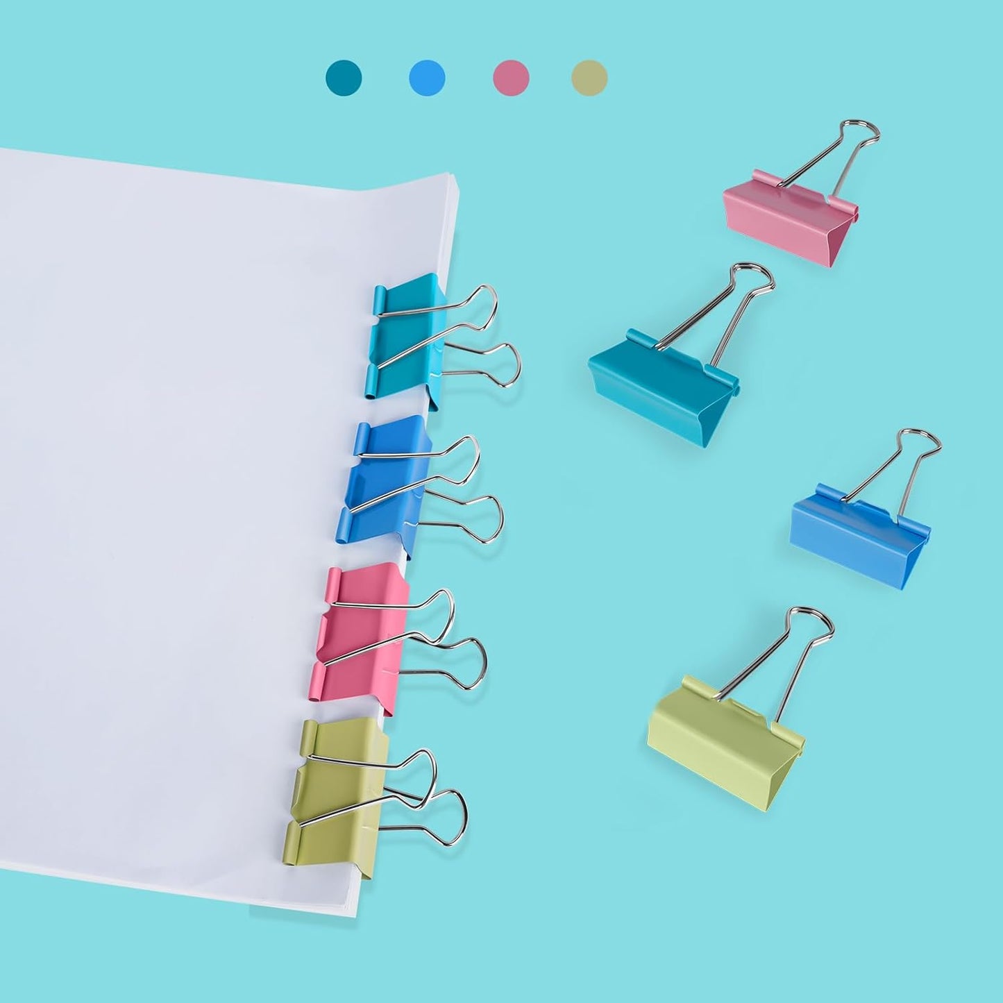Binder Clips Assorted Sizes, 120 Pcs Colored Paper Clips, Extra Large, Large, Medium, Small, Mini, Micro