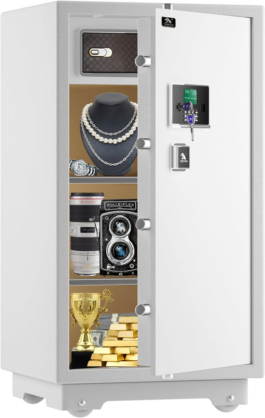 【US STOCK】TIGERKING 7.2 Cubic Feet Extra Large Heavy Duty Safe Box, Home Safe with Double Safety Key Lock and Separate Lock Box, Digital safe with 2 Removable Shelf for Home Hotel Office,132lbs