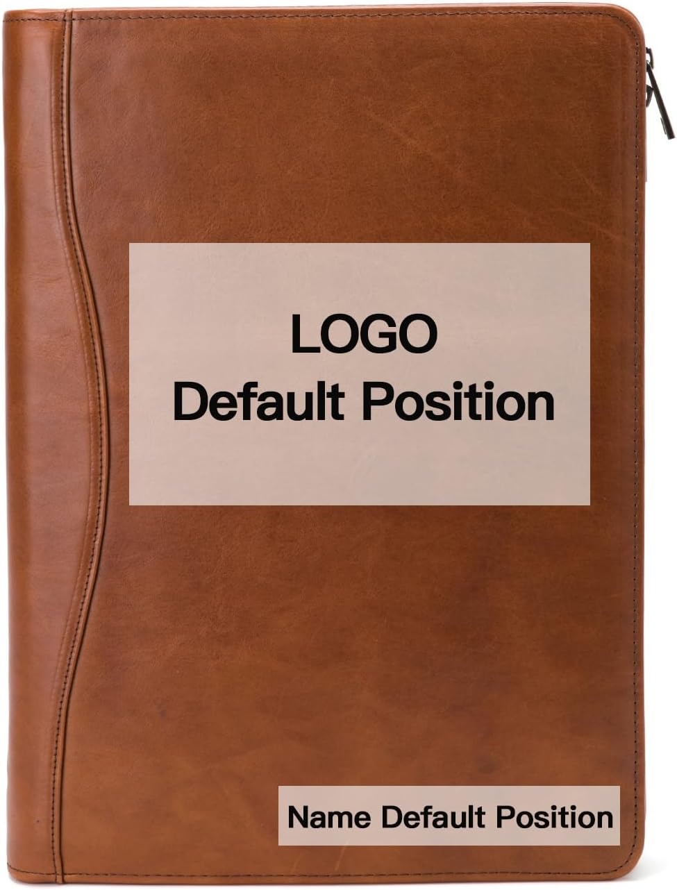 Personalized Genuine Leather Portfolio, Legal Size 8.5 x 14 Pad Holder, Custom Engraved Business Padfolio for Men Women, Zippered Laptop Organizer, Professional Notepad Folio, Brown, Oil Tanned