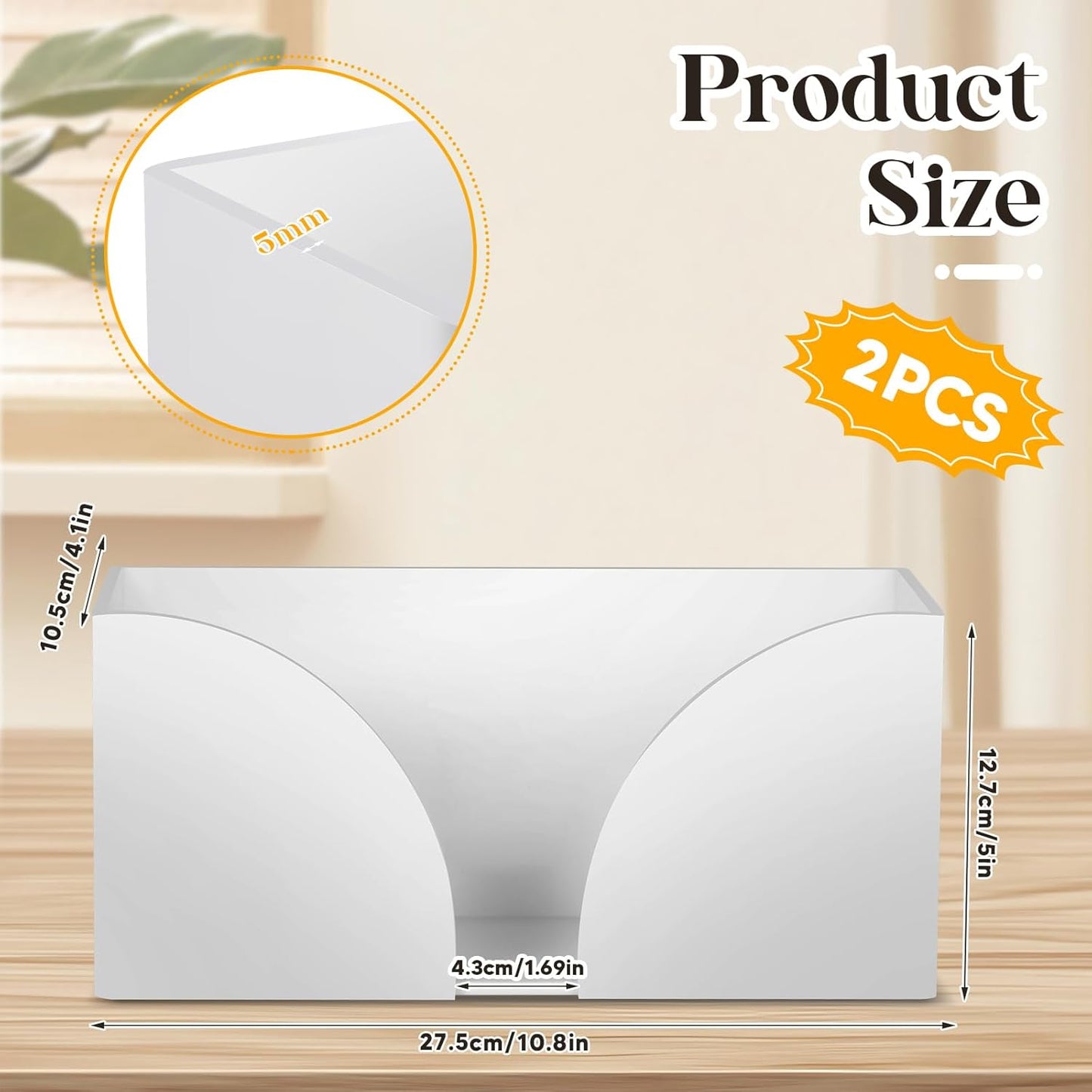 2PCS White Paper Towel Dispenser Countertop, AcrylicPaper Towel Holder for Bathroom Folded Paper Towel Dispenser Clear Trifold Paper Napkin Holder for Z-fold C-fold MultiFold Trifold - Home Kitchen