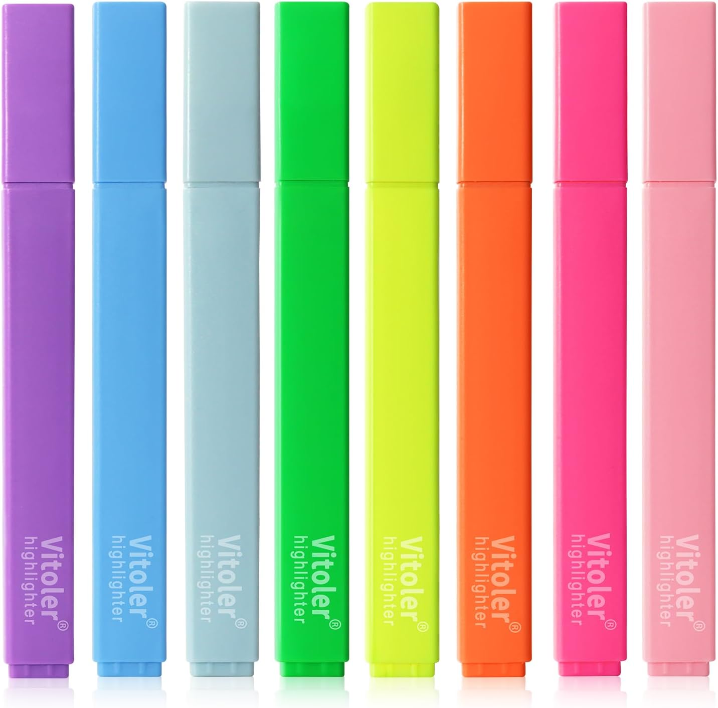 Vitoler Highlighters Assorted Colors,8pcs Chisel Tip Cute Highlighters, Cute High lighters No Bleed for School Office Supplies