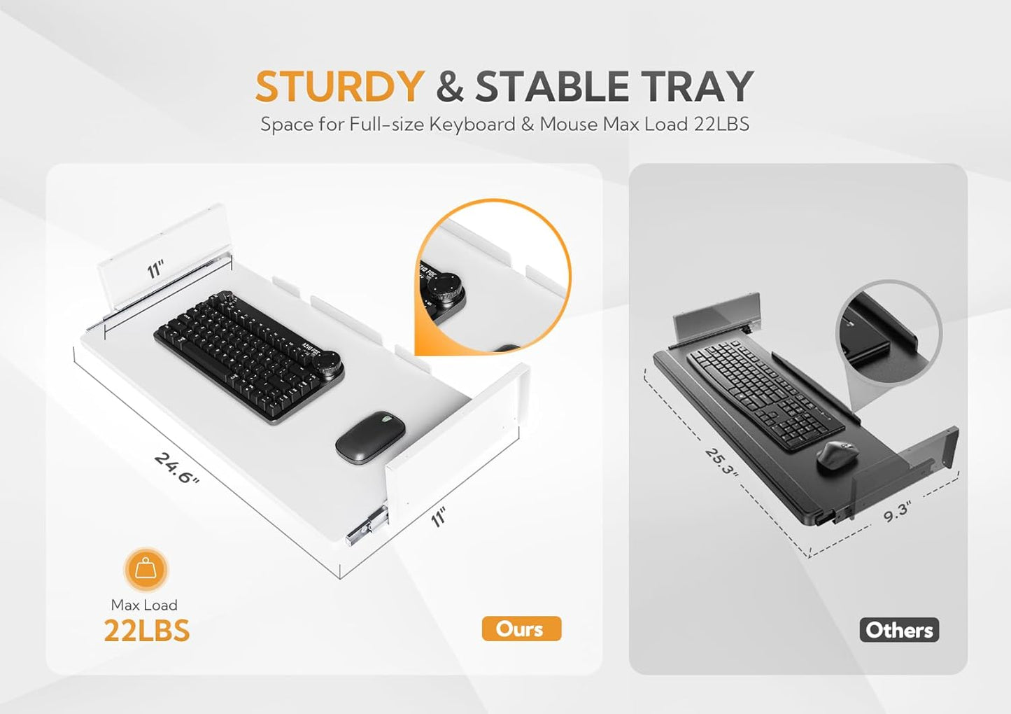 YDN Standing Desk with Keyboard Tray, 48 Inch Height Adjustable Desk with Cable Management, White Stand Up Desks for Home and Office, White