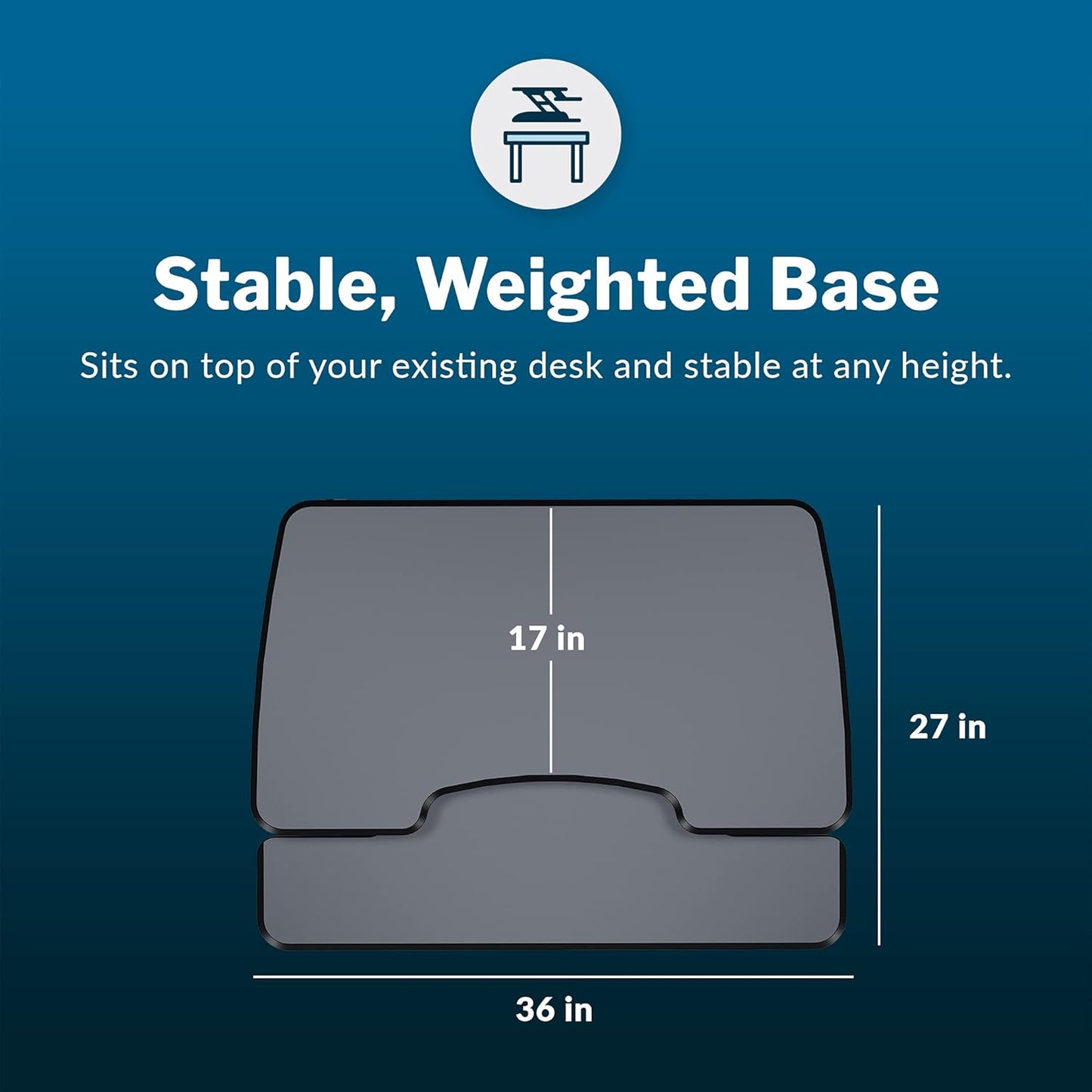 Vari - VariDesk Essential 36 - Two-Tier Standing Desk Converter for Monitor & Accessories - Height Adjustable Sit Stand Desk - Fully Assembled Monitor Riser for Home Office - 36" Wide, Black