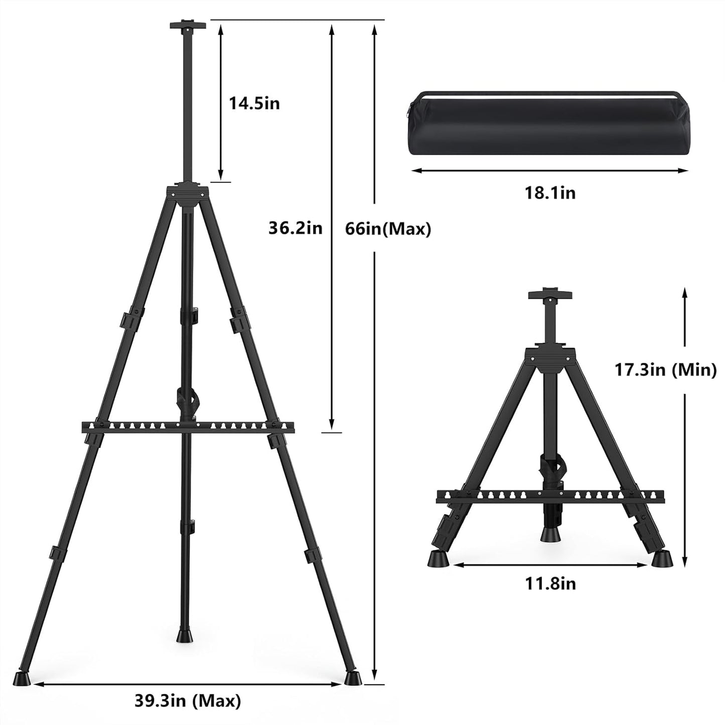 Easel Stand for Sign, Hemndic 66" Easels Stand for Painting Heavy Duty, Portable Travel Easel for Display (4 Pack)