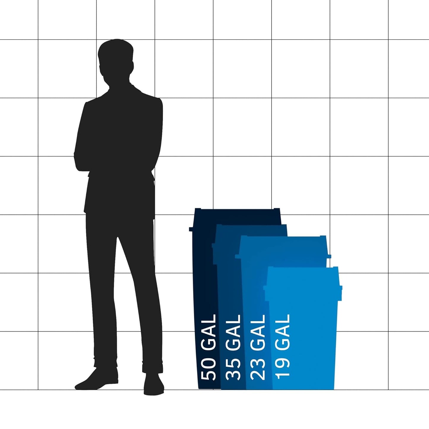 50 Gallon Black Square Commercial Trash Can with Lid