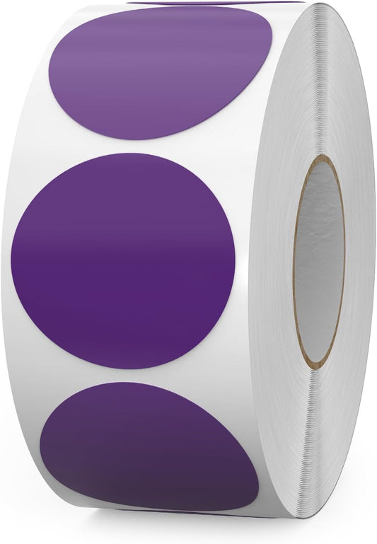1000 PCS Colored Dot Stickers 1.5 Inch Vinyl Purple Circle Labels Removable Waterproof Color Coding Round Sticker for Office Inventory Organize