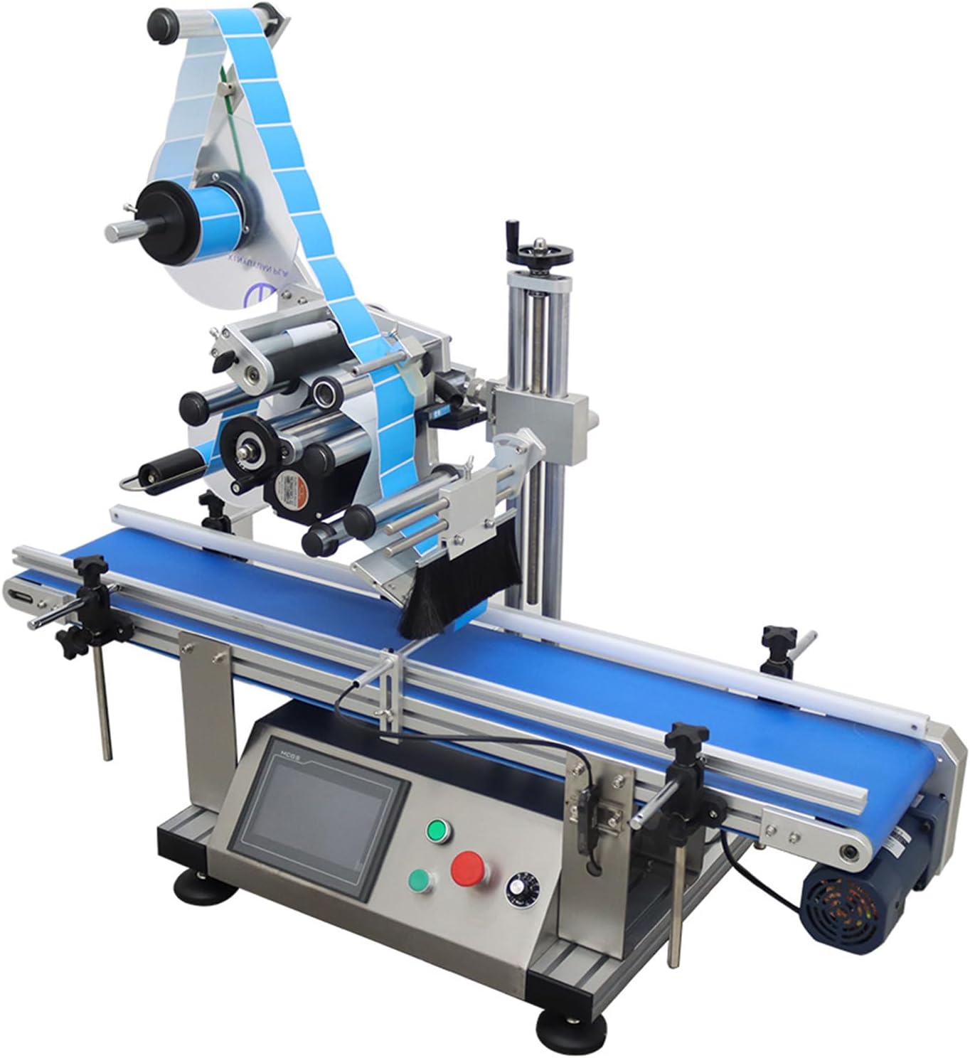 INTSUPERMAI Automatic Desktop Conveyor Table Plate Labeling Machine Desktop Flat Labeling Machine Automatic Flat Surface Labler Applicator with Conveyor Belt 110V