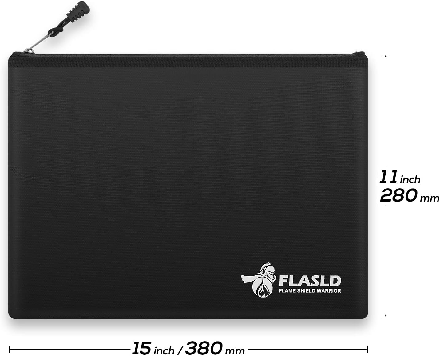 FLASLD Fireproof Document Money Bags, Large Fireproof Wallet Pouch, Safe Bag for Cash, Valuables & Passport, with Silicone Coating & Zipper Closure (Pouch-15x11”)