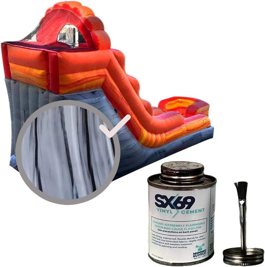 SX-69 Vinyl Repair Kit | Inflatable Bounce House Repair Kit | Includes 4 Ounce Adhesive and Vinyl Roll | for Flexible, Waterproof Repairs of Tears, Punctures, and Holes