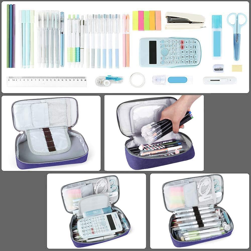 Homecube Big Capacity Pencil Case Oxford Cloth Bag Storage Pouch Marker Pen Pencil Cute Stationery Organizer Bag Holder with Zipper for Middle High School & Office Boy Girl Teen